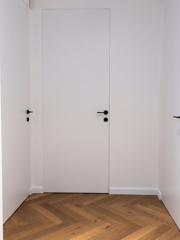 Zero-line door in a niche